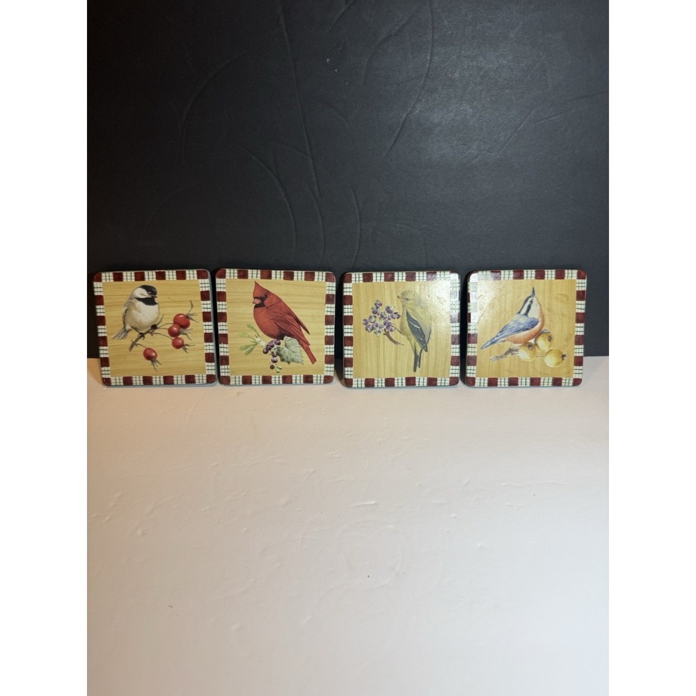 Lenox Winter Greetings Everyday Bird Cork Back Coasters Set of 4